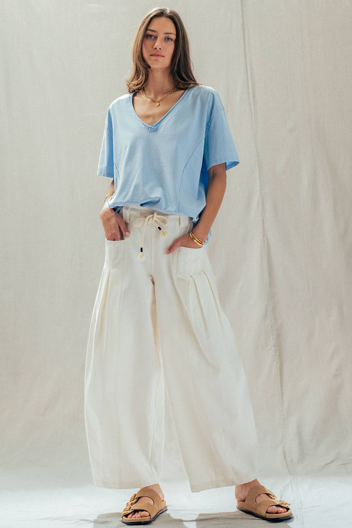 Hallie Exposed Seam V-Neck Tee