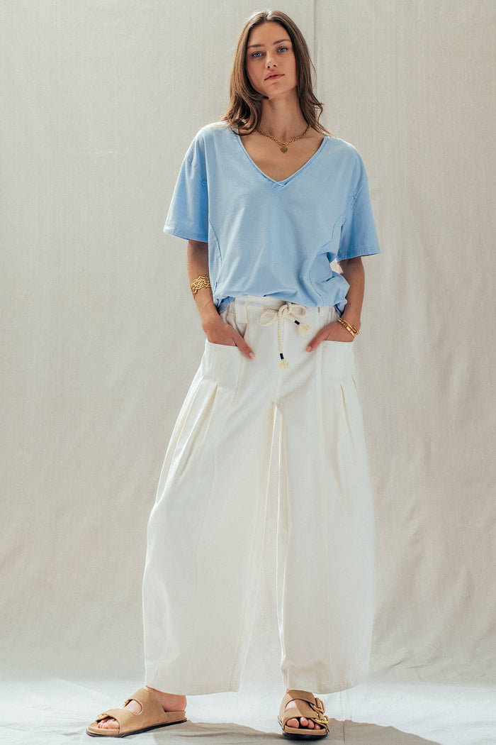 Hallie Exposed Seam V-Neck Tee