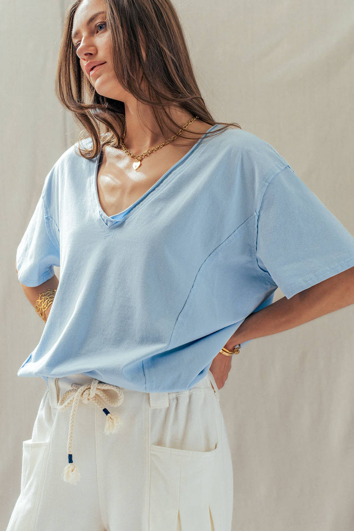 Hallie Exposed Seam V-Neck Tee