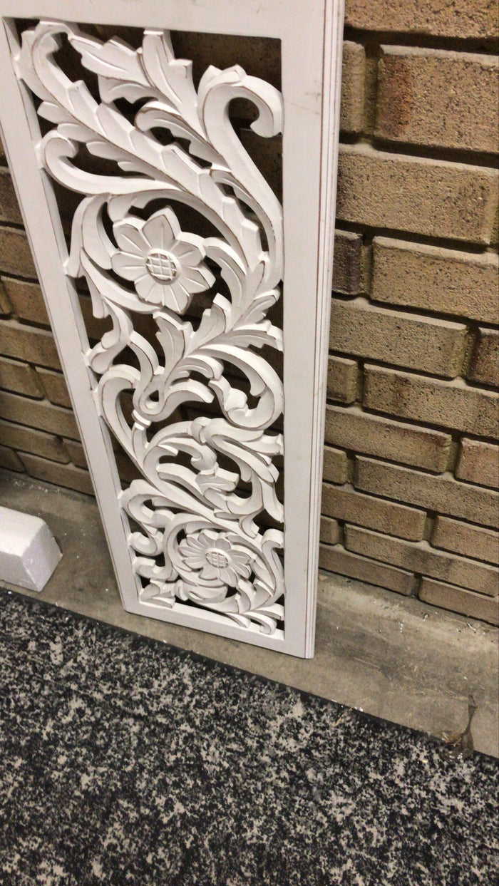 Hamptons Rectangle Flower Carved Wallart