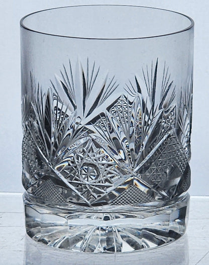 Hand cut Hi Ball glass double on rocks