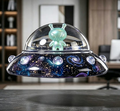 Handmade Alien Spaceship Flip-Top Storage Jar Figurine Resin Mold