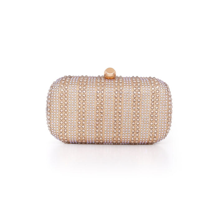 Gold | Crystal Minaudiere, drenched in rows Front
