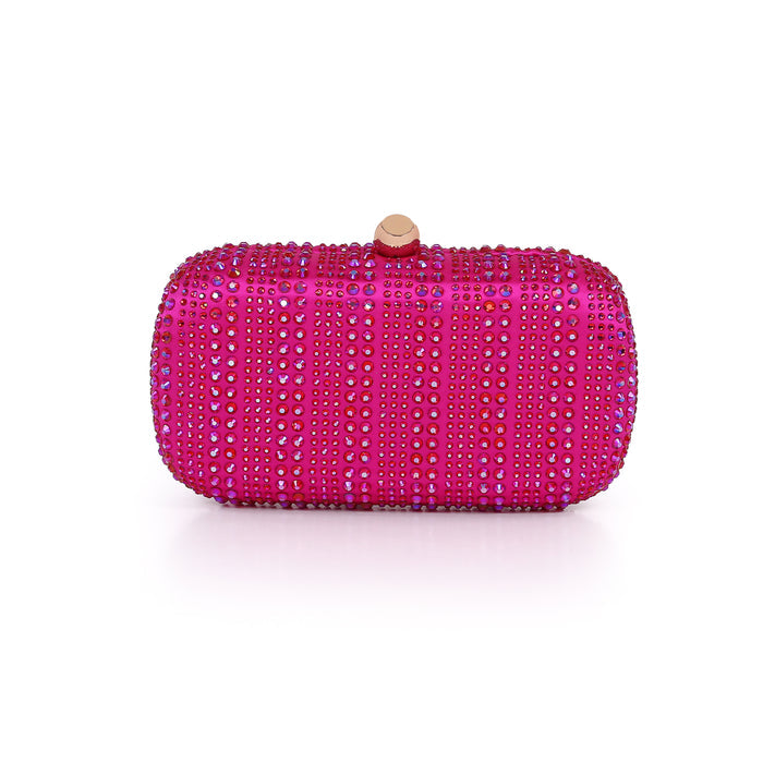 Hot Pink | Crystal Minaudiere, drenched in rows Front