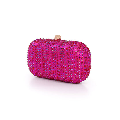 Hot Pink | Crystal Minaudiere, drenched in rows Side
