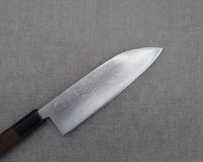 Hatsukokoro Aogami #2 Migaki Damascus 165mm Santoku