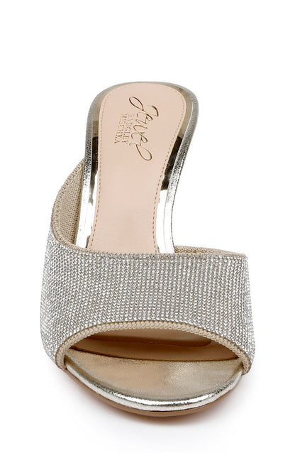 Light Gold | Haya Metallic Peep-Toe Mules