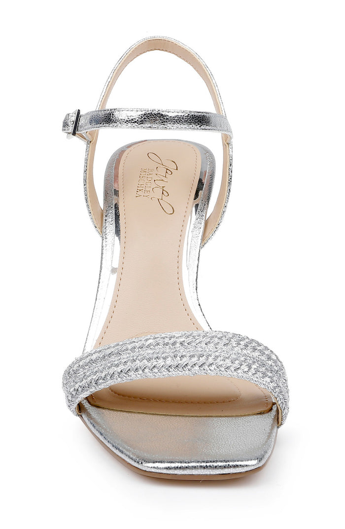 Silver | Heddia Woven Vamp Sandals