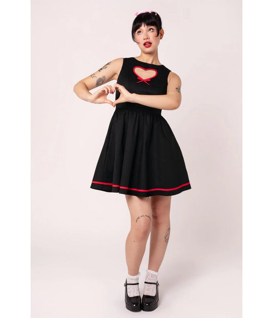 Hell Bunny Black Heart Cutout Lucie Mini Dress