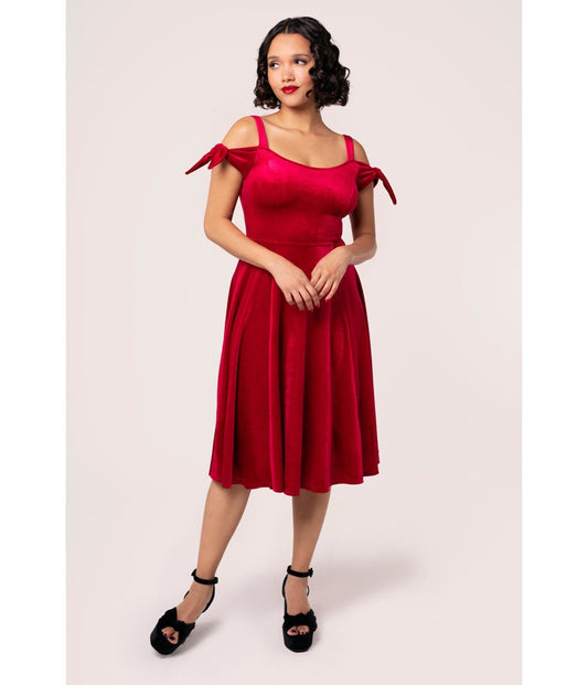 Hell Bunny Red Velvet Carrie Swing Dress
