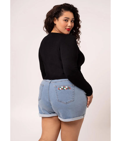 Hell Bunny Strawberry & Light Denim Shorts