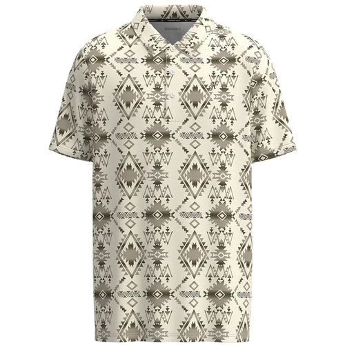 Hooey Men's "The Weekender" Short Sleeve Aztec Pattern Polo in Tan