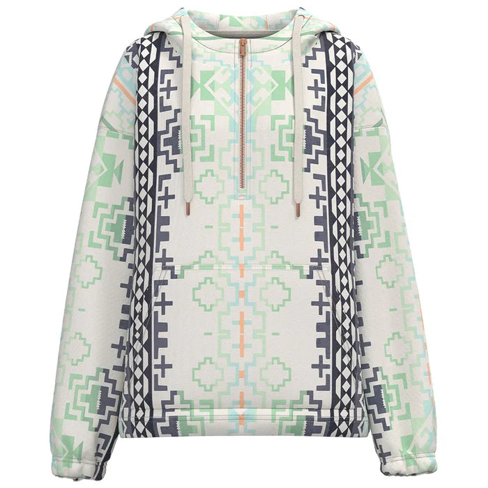 Hooey Women's "Mazatlan" Aztec Half Zip Hoodie in Cream