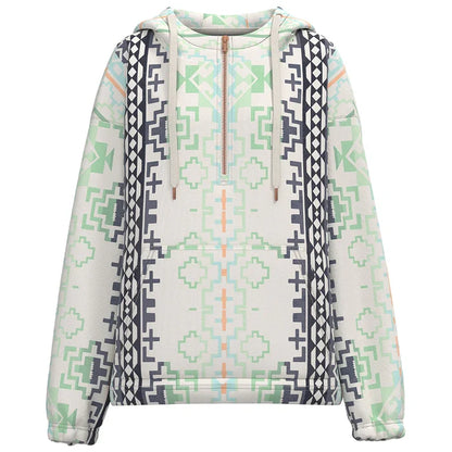 Hooey Women's "Mazatlan" Aztec Half Zip Hoodie in Cream
