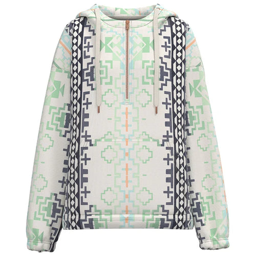 Hooey Women's "Mazatlan" Aztec Half Zip Hoodie in Cream
