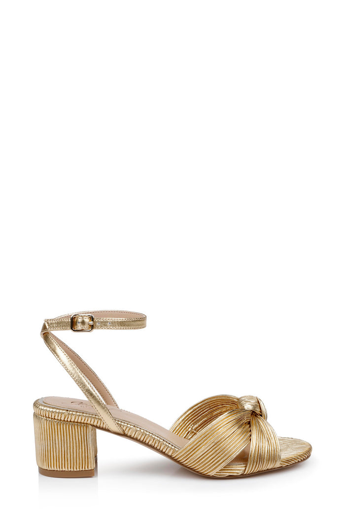 Gold | Hudson Pleated Sandal Side