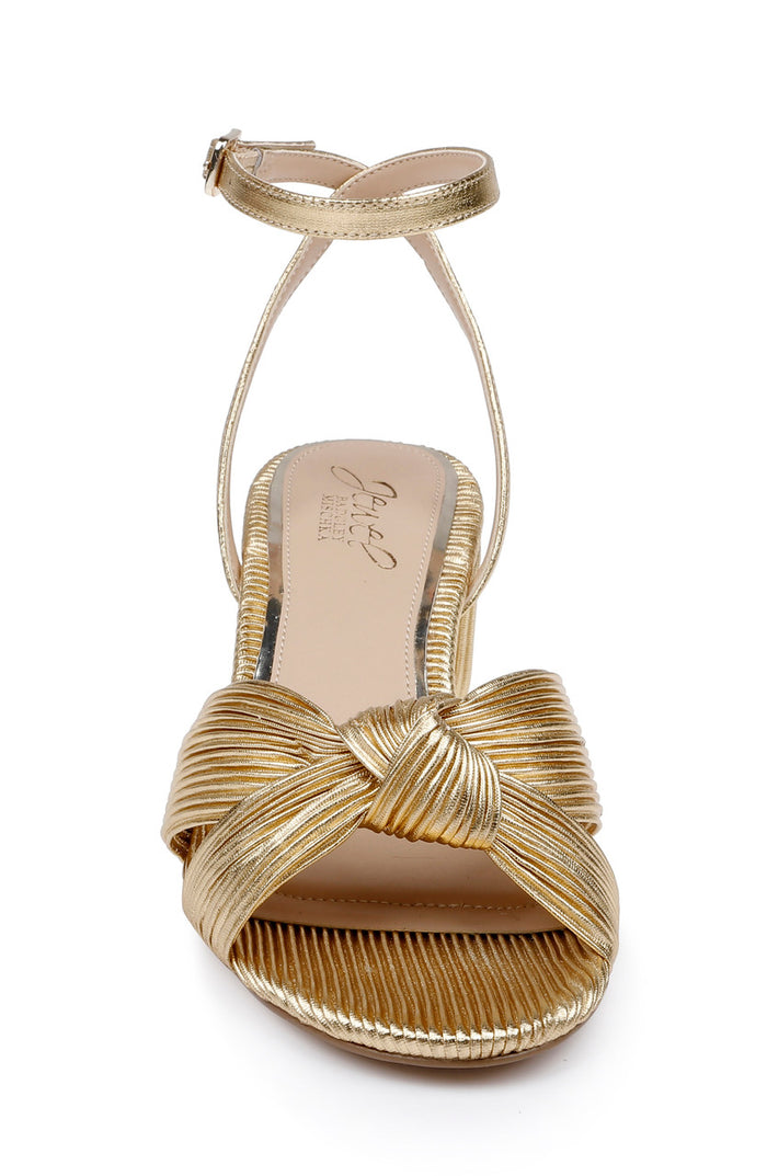 Gold | Hudson Pleated Sandal Front