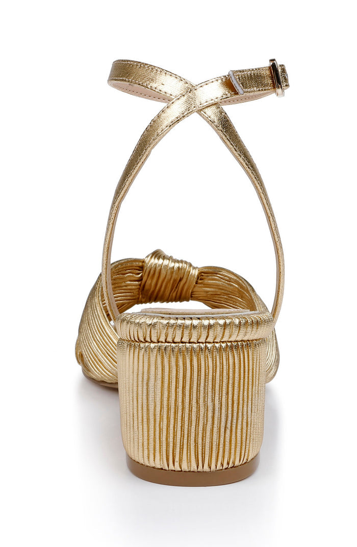 Gold | Hudson Pleated Sandal Back