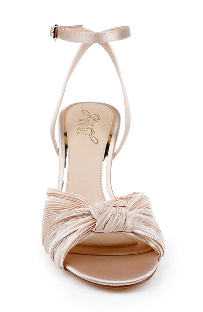 Latte Fabric | Ibis Pleated Ankle Strap Sandal Front