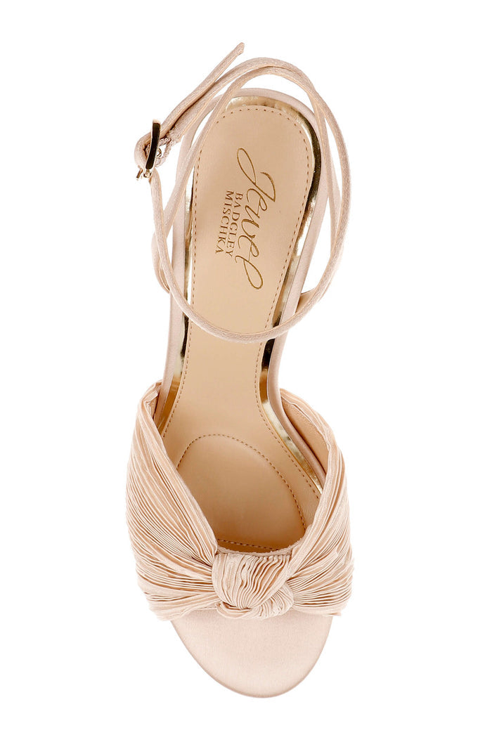 Latte Fabric | Ibis Pleated Ankle Strap Sandal Top
