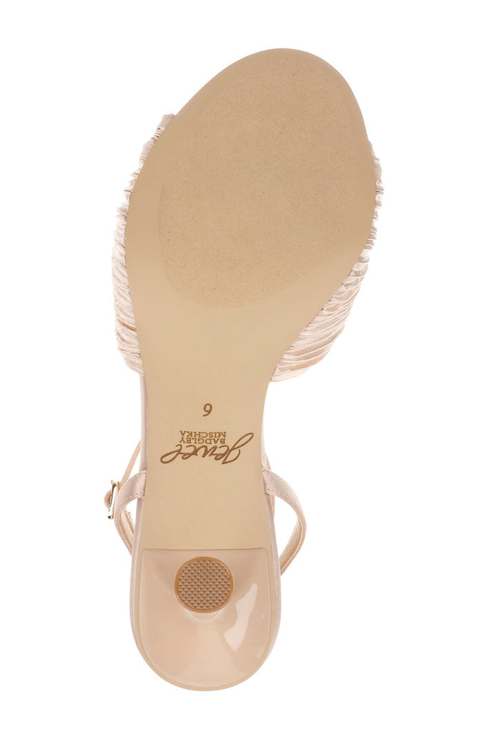 Latte Fabric | Ibis Pleated Ankle Strap Sandal Sole