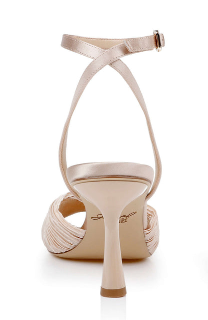 Latte Fabric | Ibis Pleated Ankle Strap Sandal Back