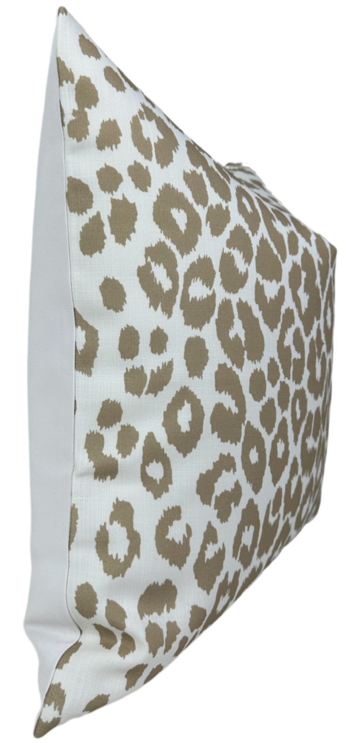 Iconic Leopard Pillow Cover in Linen Brown, Indoor/Outdoor Pillows, Schumacher Textiles