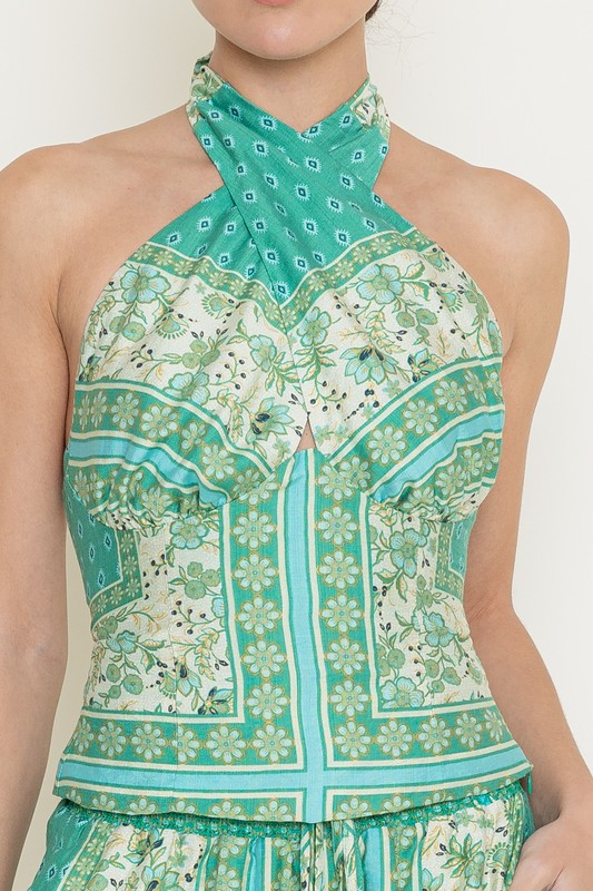 Scarf Print Halter Top