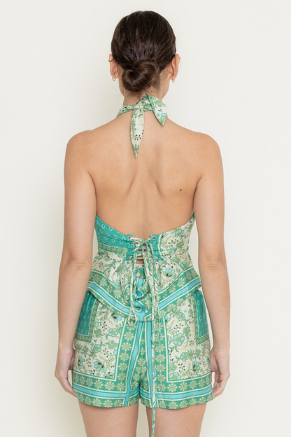 Scarf Print Halter Top