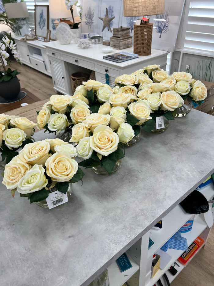 Rose in water bowl White