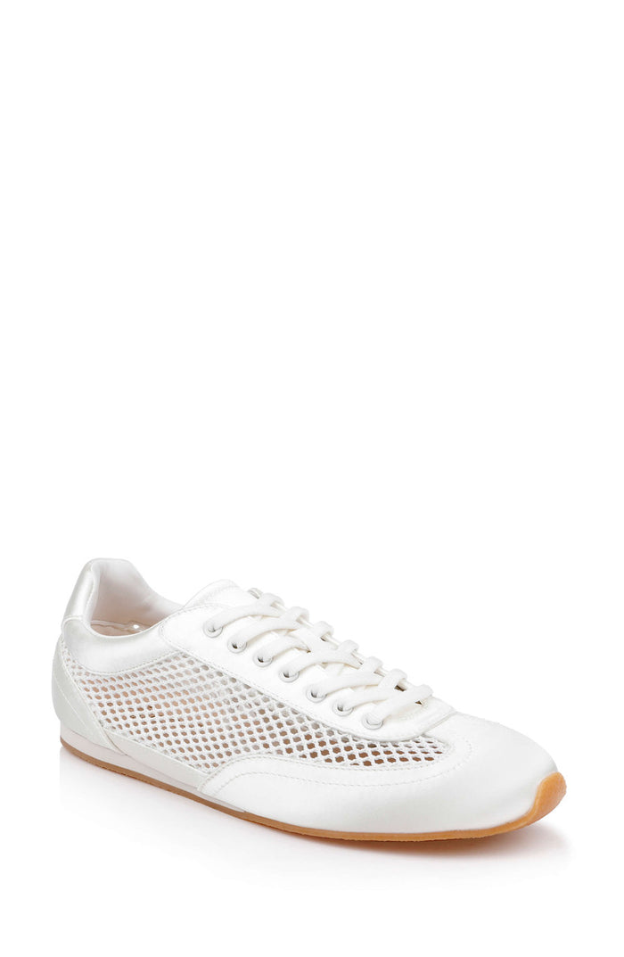 Ivory Satin | Inez Fashion Athletic Sneaker Front Side