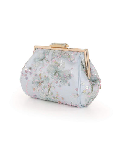 Blue | Iris Floral Pouch Clutch Side