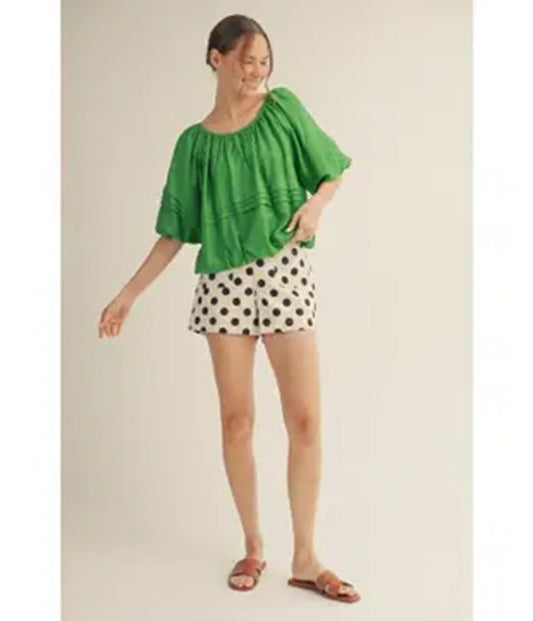 Ivory & Black Polka Dot High Waisted Shorts