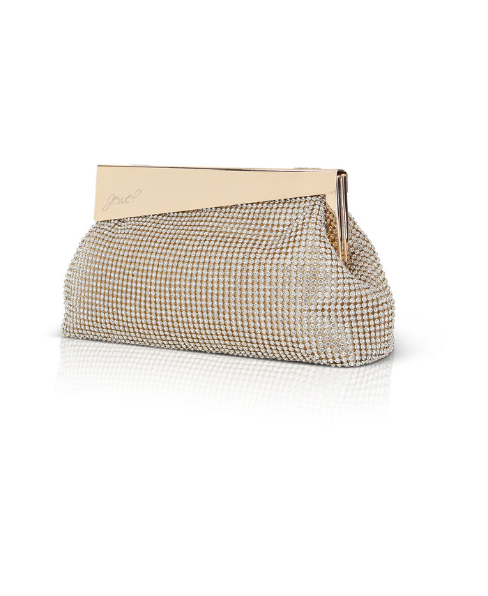 Gold | Ivy Asymmetrical Crystal Pouch Clutch