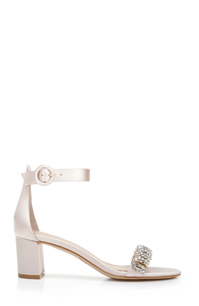 Champagne | James Ankle Strap Block Heel