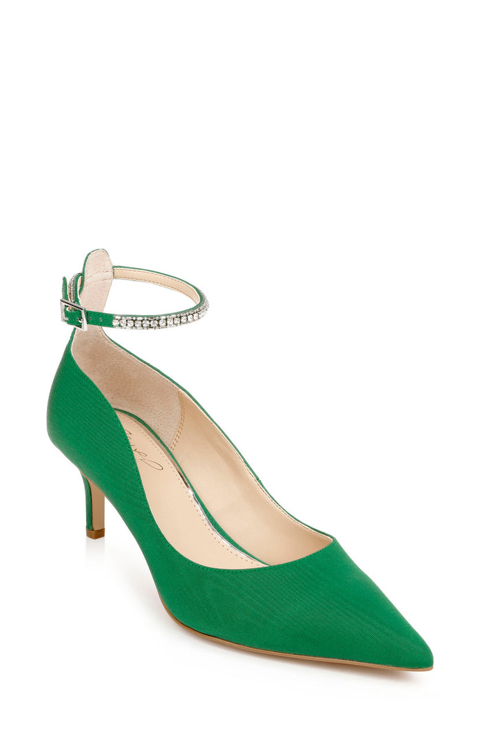 Green | Jamila Ankle Strap Kitten Heel