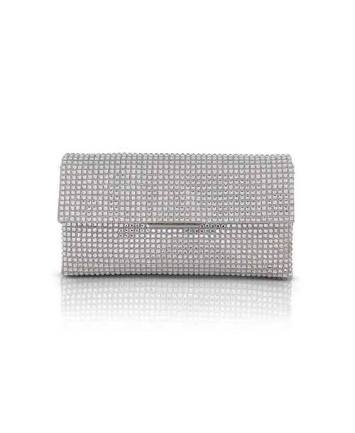 Silver | Jayden Crystal Mini Envelope Clutch Front