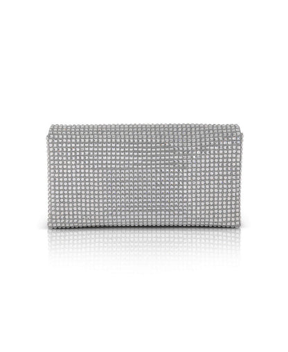 Silver | Jayden Crystal Mini Envelope Clutch Back