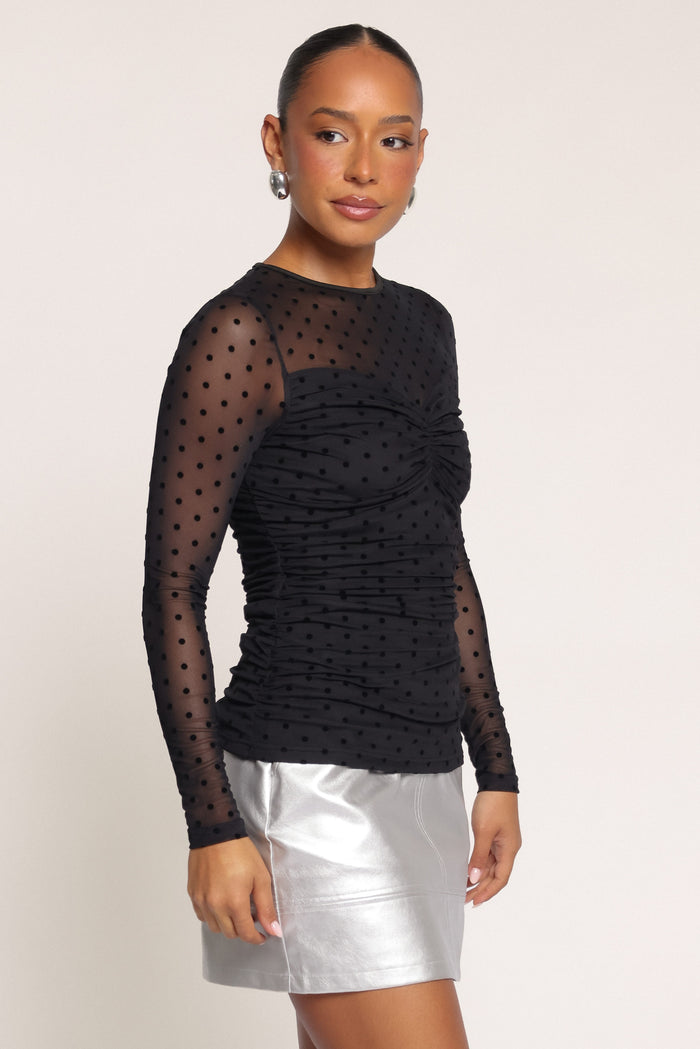 TOPS Jessie Sheer Top - Black