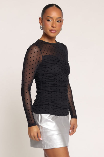 TOPS Jessie Sheer Top - Black