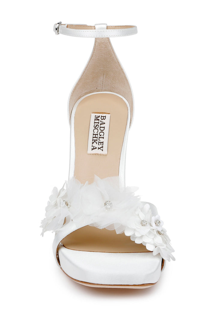 White | Joanna Block Heel Sandals Front