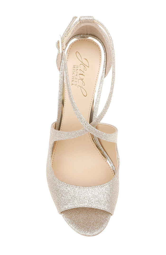 Light Gold | Jonna Glitter Peep Toe Pumps