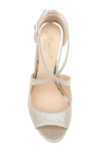 Light Gold | Jonna Glitter Peep Toe Pumps