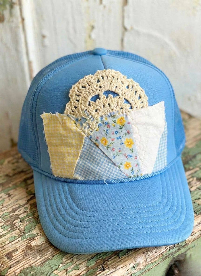 Josie Upcycled Crochet & Quilt Trucker Hat