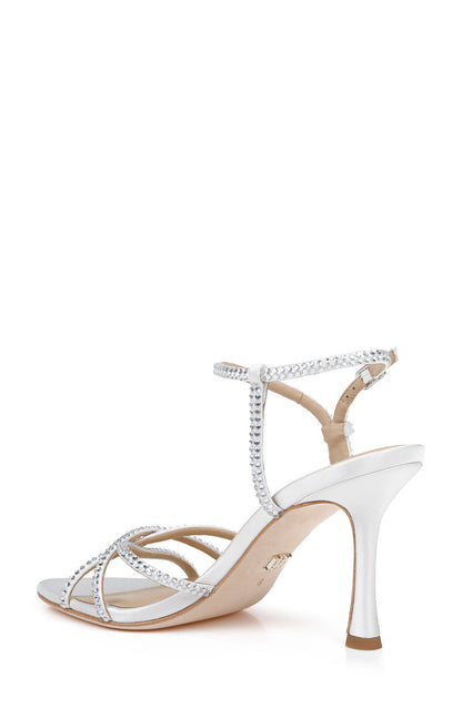 White | Julietta Satin Stiletto Sandals Back Side