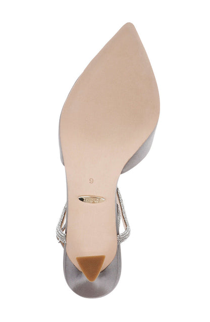 Grey Satin | Kamilah Pointed Toe Stiletto Bottom