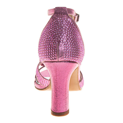 Pink | Kayla Girls' T-Strap Dress Heels Back