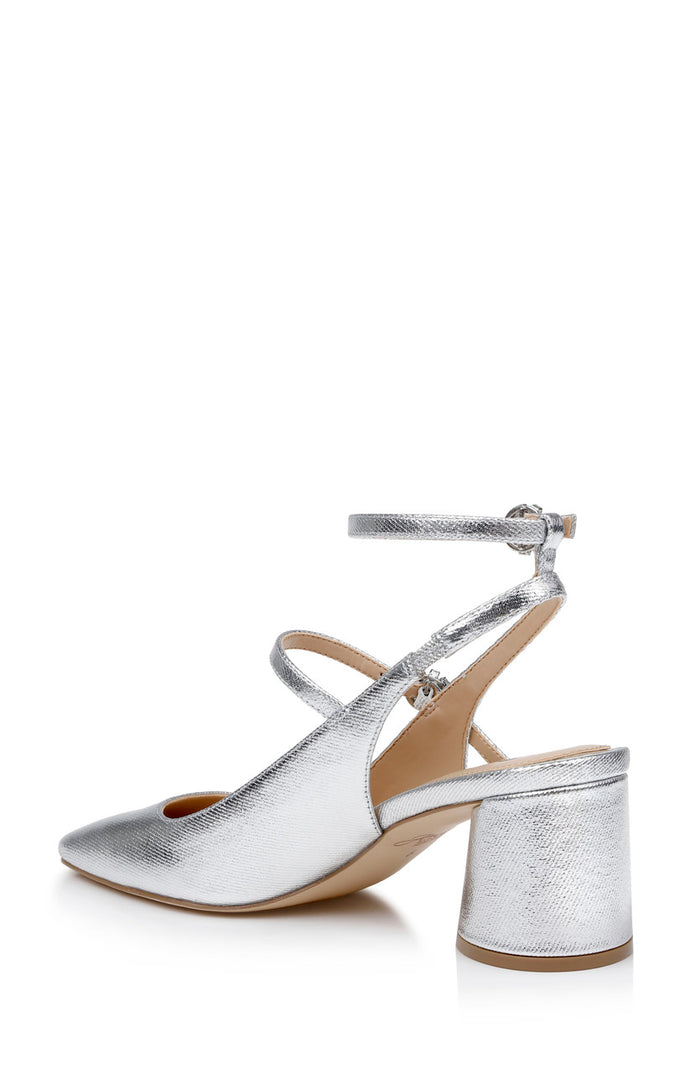 Silver | Keilani Block Round Heeled Mary Jane