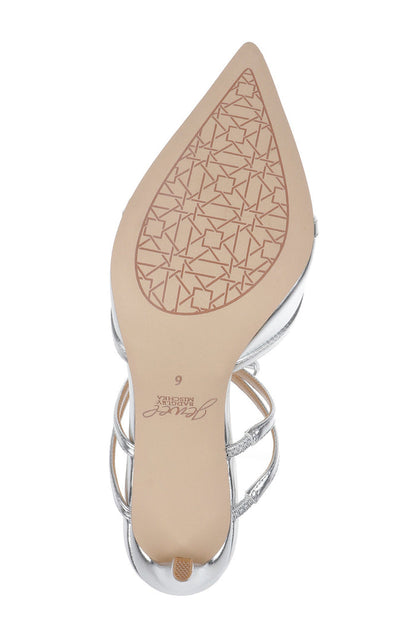 Silver | Klarise II Metallic Pointed Toe Double Bow Mules