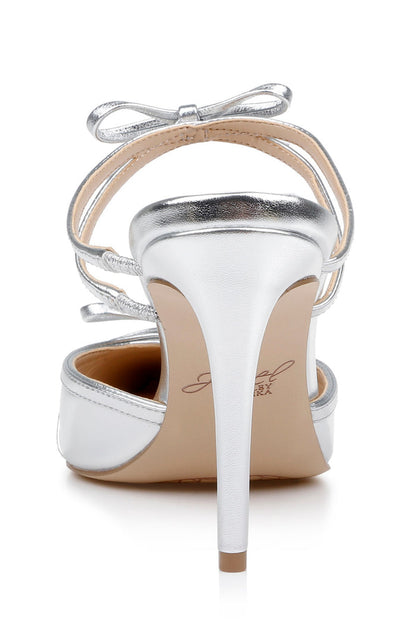Silver | Klarise II Metallic Pointed Toe Double Bow Mules
